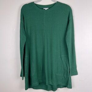 J. Jill | NWOT Thermal Waffle Knit Elliptical A Line Swing Tunic Top Green | XS